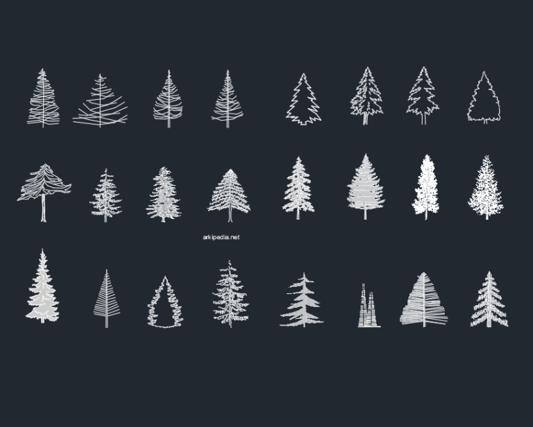 İğne Yapraklı Ağaçlar Dwg