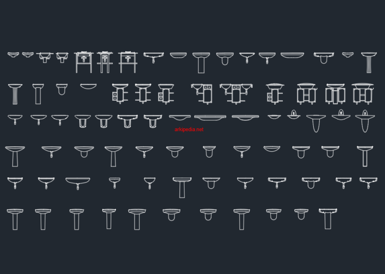 Lavabo Ön Görünüşleri Dwg