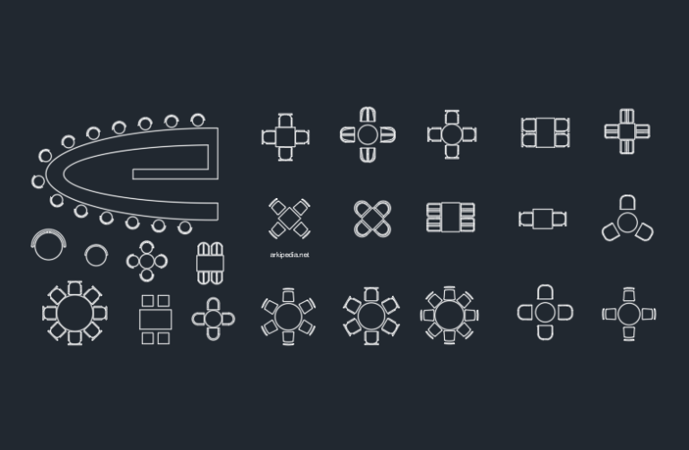 Yemek Masası Seti Dwg
