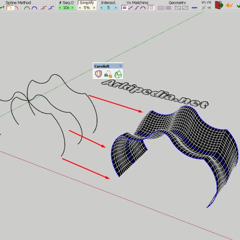 SketchUP Curviloft Eklentisi – Eğrisel Yüzey Oluşturma Aracı